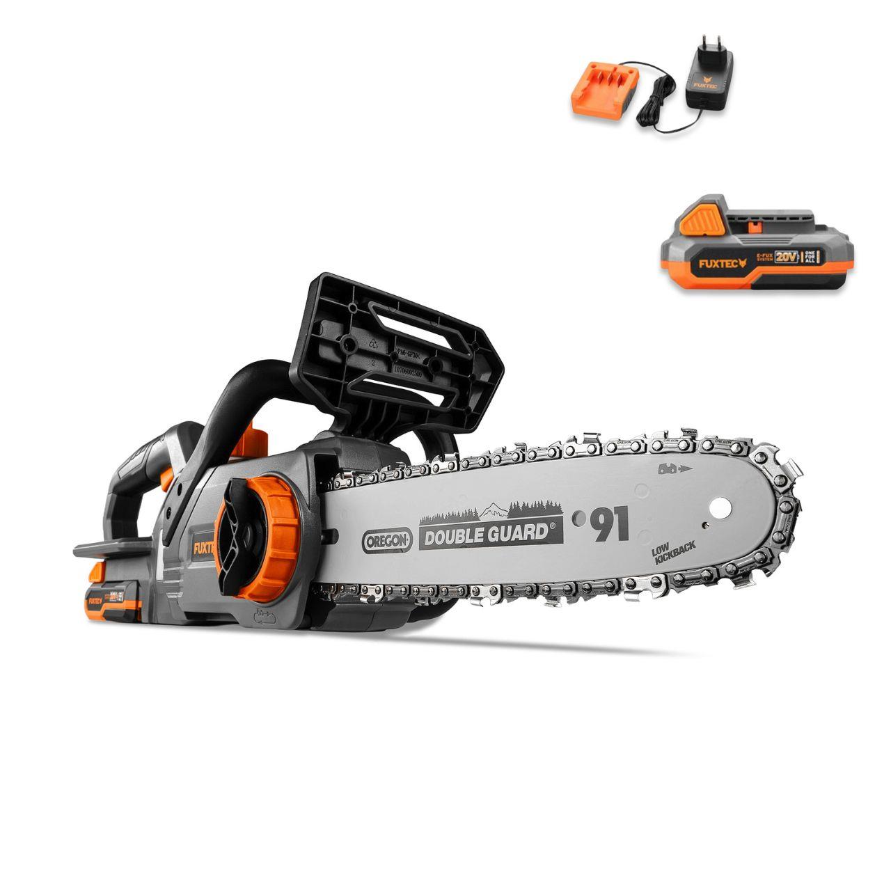 FUXTEC 20V Akku Kettensäge FX-E1KS20 SET 1 mit 1 x Akku 2Ah, 1 x Ladegerät 1A