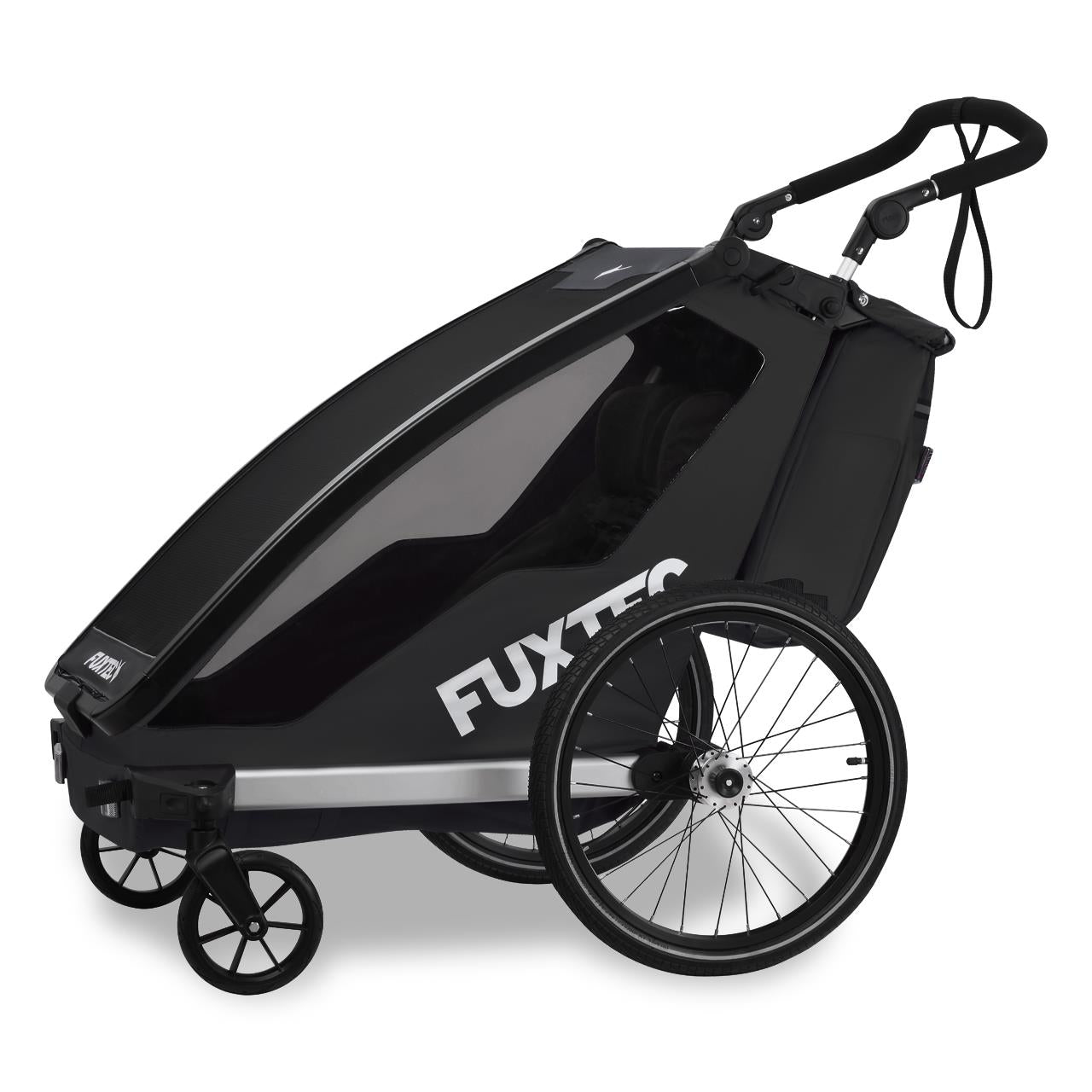 FUXTEC Fahrradanhänger/Jogger FX-FA1-SET-SCHWARZ mit Jogger-Rad