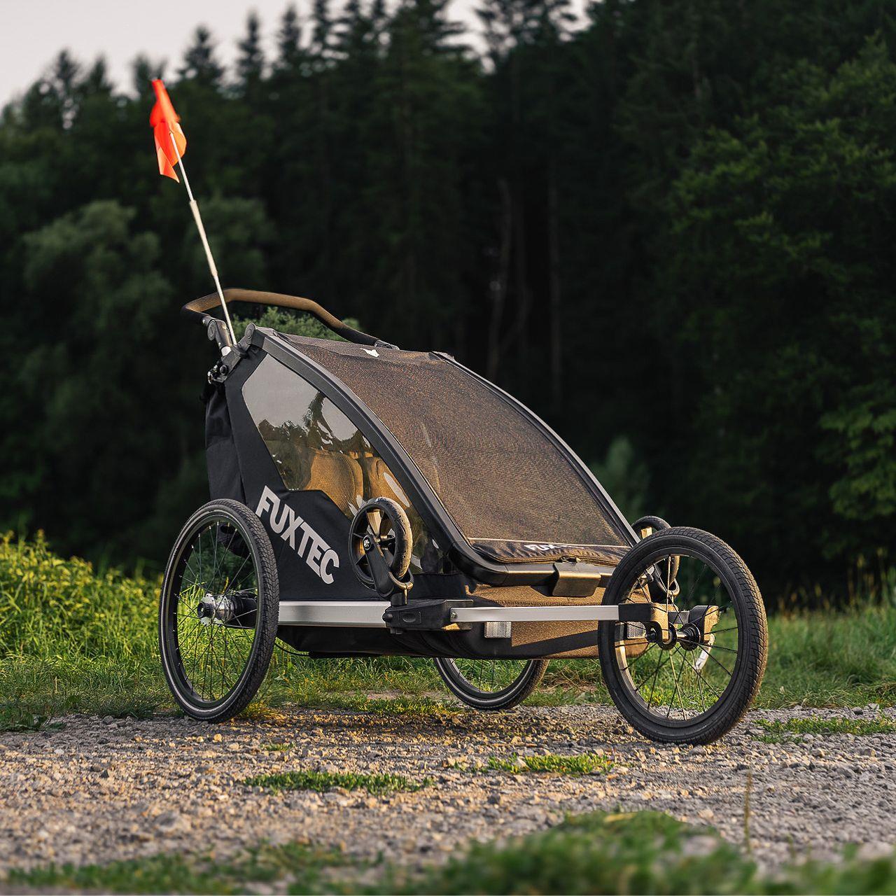 FUXTEC Fahrradanhänger/Jogger FX-FA1-SET-BLAU  mit Jogger-Rad