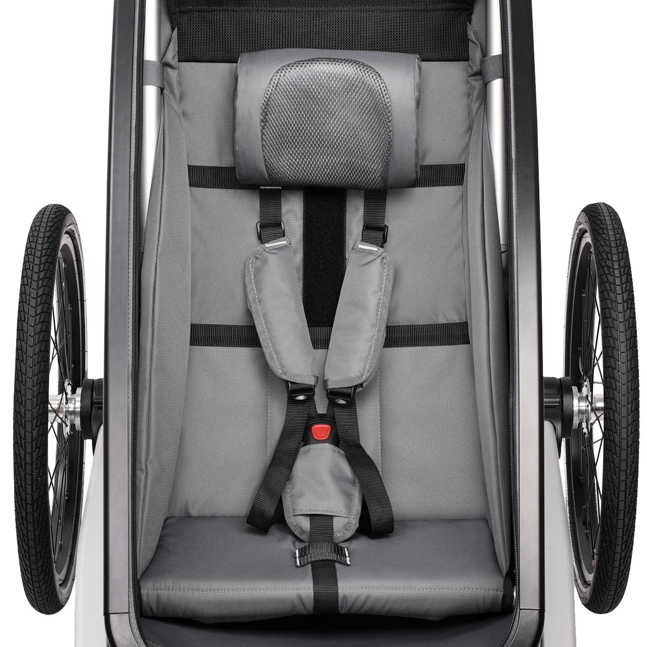 FUXTEC Fahrradanhänger FX-FA1S grau mit Joggerrad