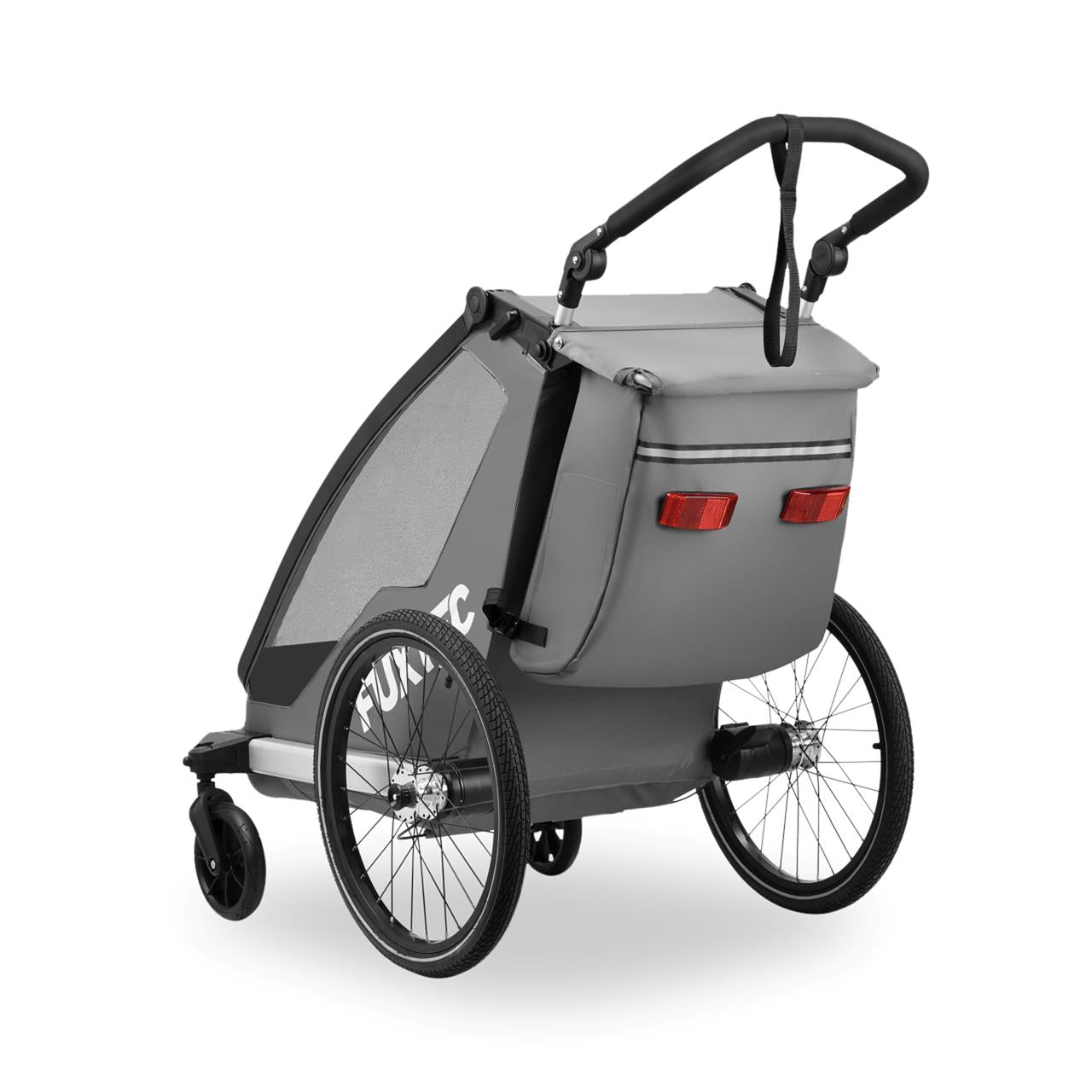 FUXTEC Fahrradanhänger FX-FA1S grau mit Joggerrad