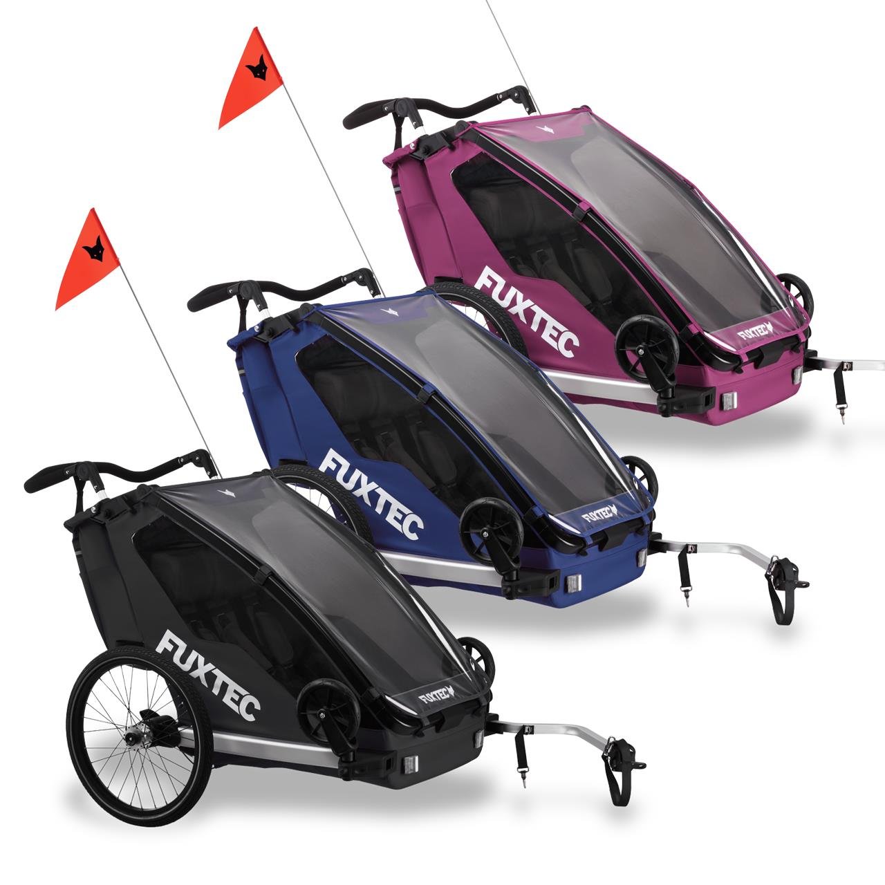 FUXTEC Fahrradanhänger/Jogger FX-FA1-SET Zweisitzer mit Jogger-Rad